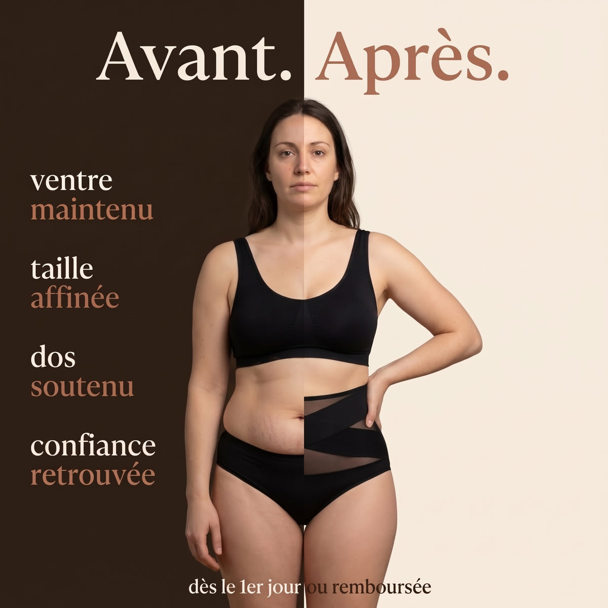 Culotte gainante post-partum à bande croisée 360°