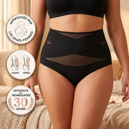 Culotte gainante post-partum à bande croisée 360°